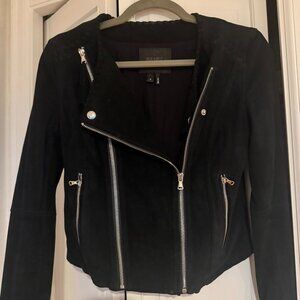 Paige Jeans Tiana Crop Black Suede Moto Jacket